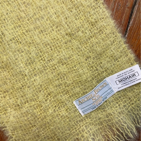 Archie Moore & Son Mohair/Wool Scarf Yellow Made in Scotland Travel Luxury Cozy - Picture 5 of 9